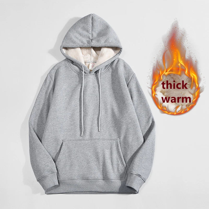 Sherpa Hoodie Fleece - Haute qualité gris épaissir polaire doublure