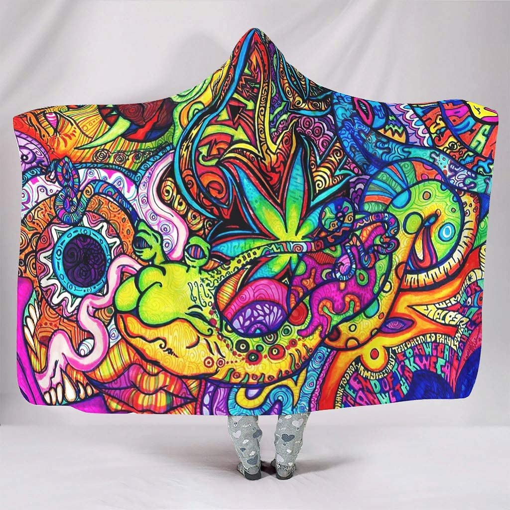 Sherpa Hoodie Fleece - Couvertures à capuche arc-en-ciel trippy lumineuses