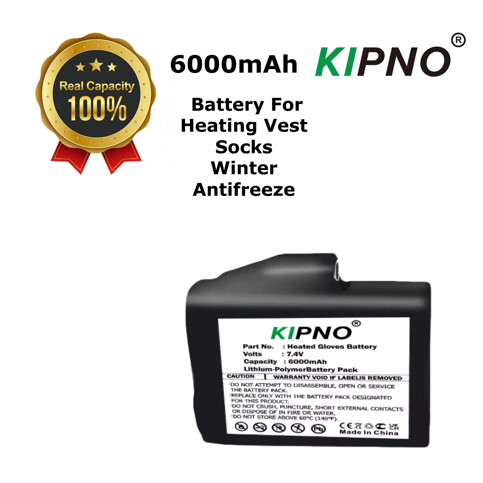 Heated Vest Battery - Batterie de gants chauffants 7.4V 6000mah