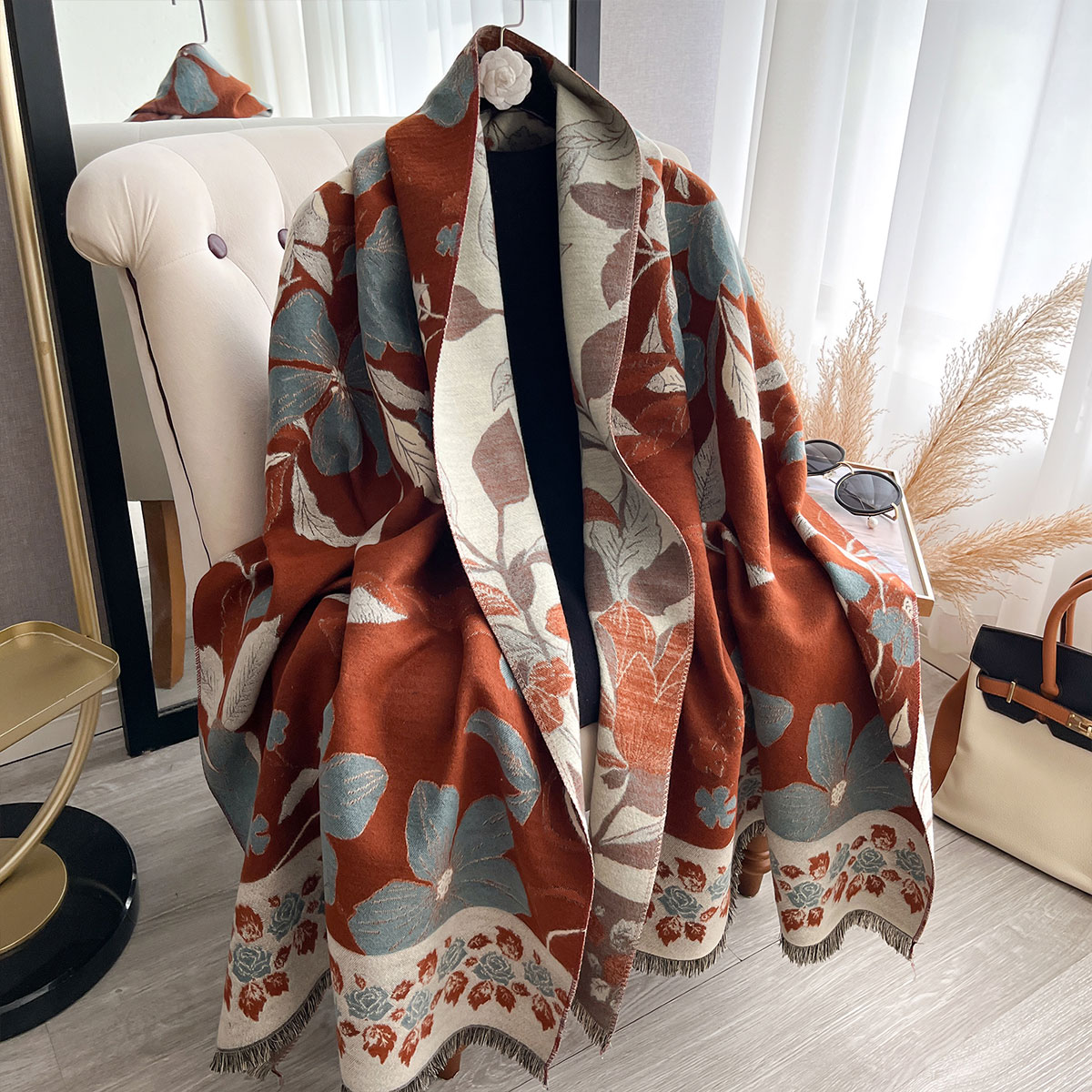 Shawl Wrap Winter - Femmes épaissir luxe hiver Paisley double