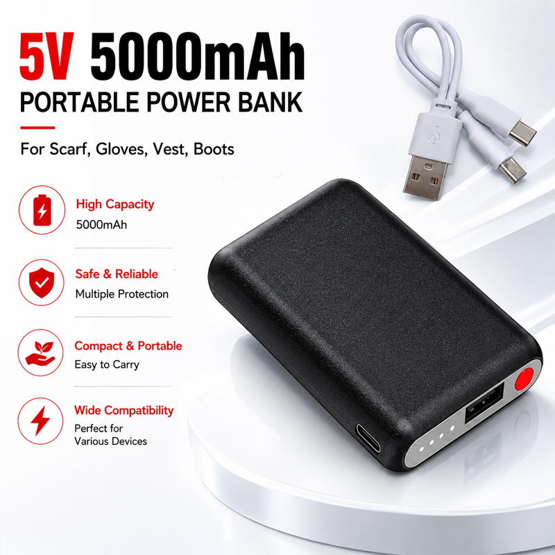 Heated Vest Battery - Batterie externe 5V 5000mAh pour gants