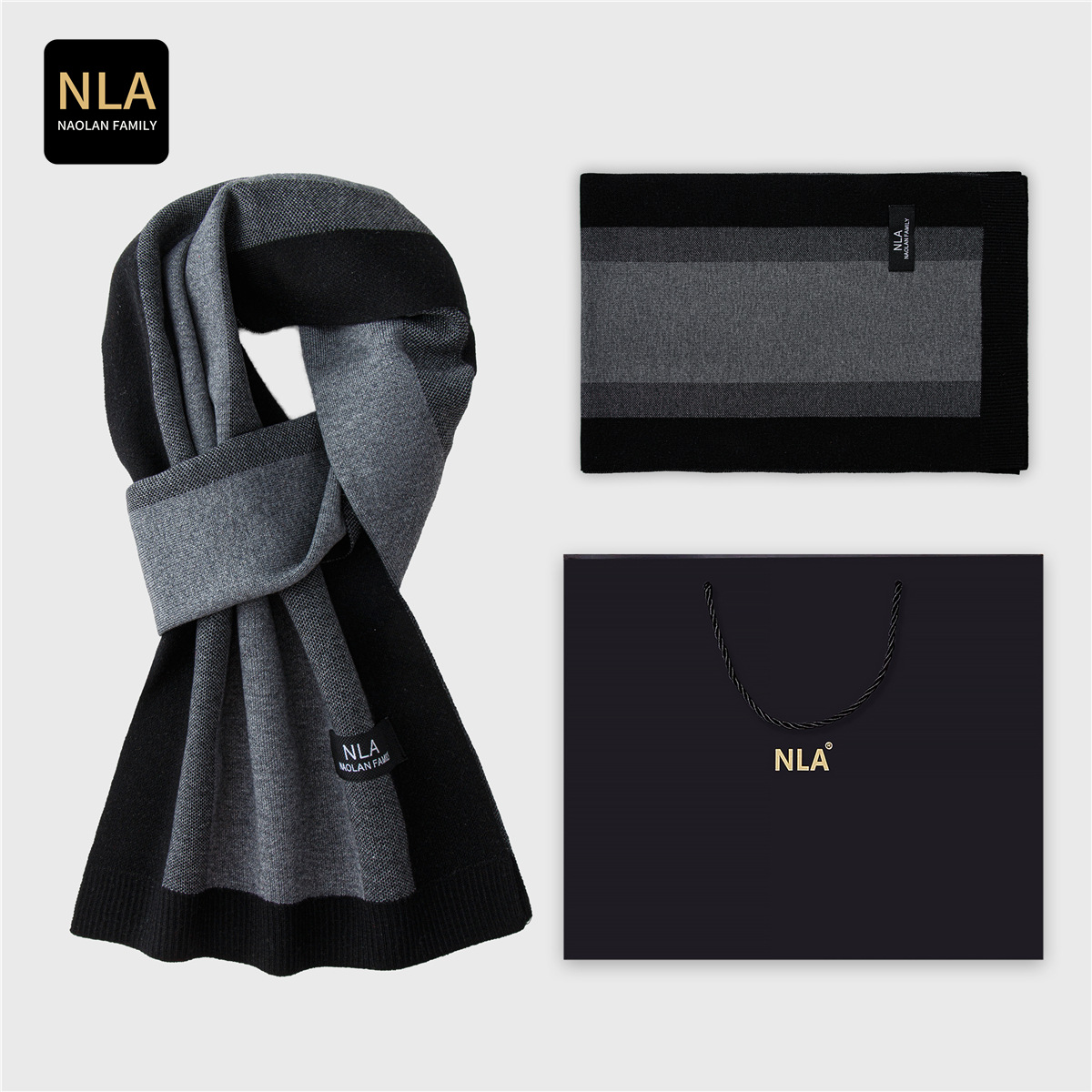 Wool Scarf Men - Coffret cadeau tricoté écharpe en laine